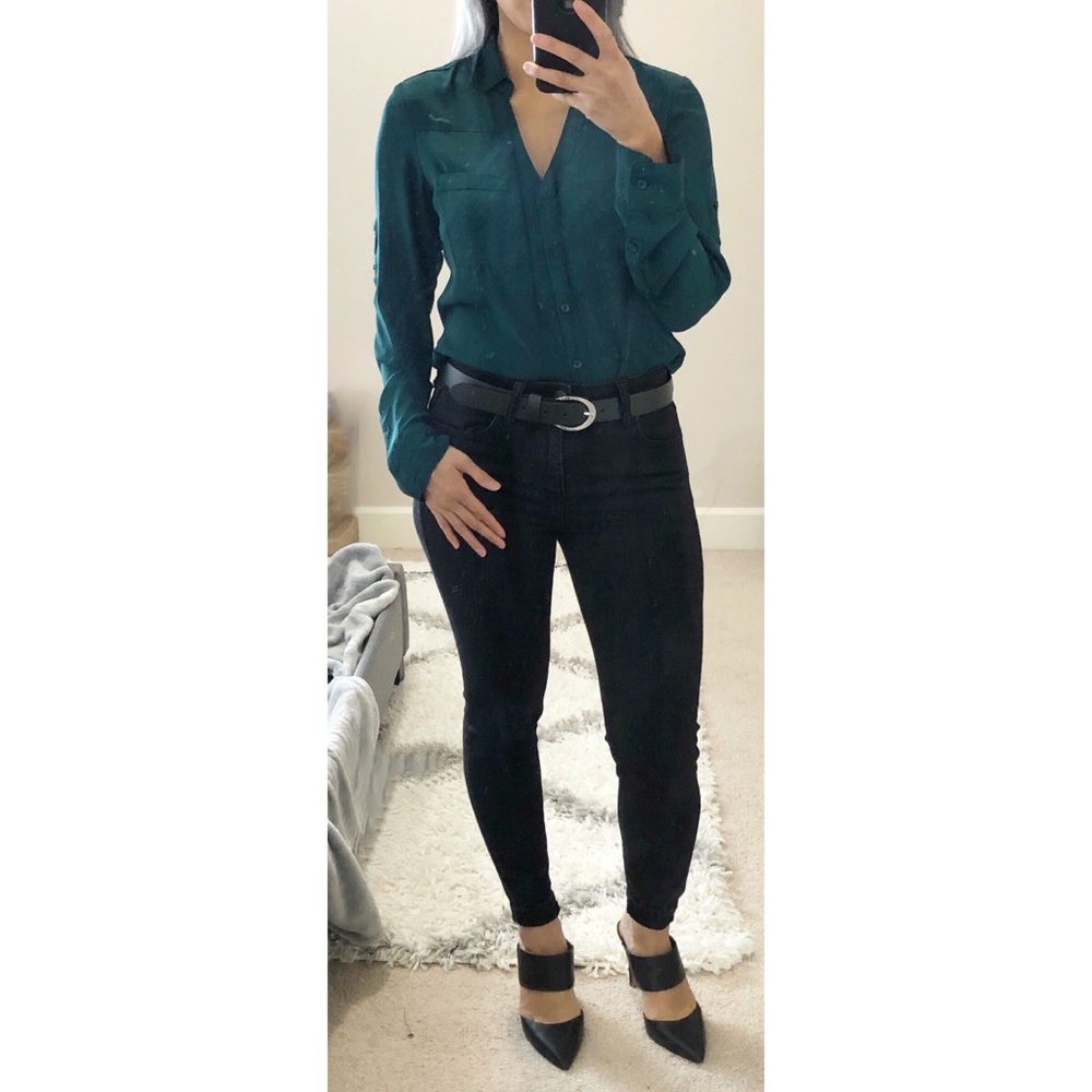 Express Dark Forest Green Portofino Shirt XS